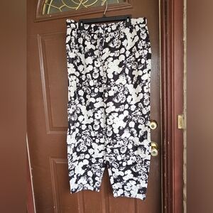 EVERLANE PANTS Linen Pull-On Barrel Bone Floral XL